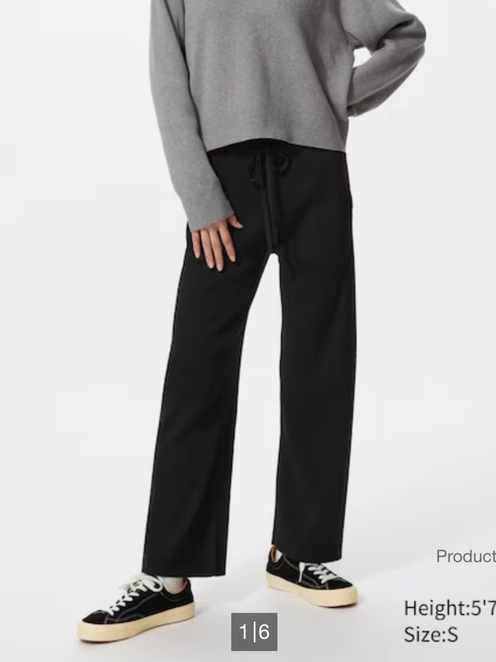Uniqlo Black Wide-Leg Drawstring Pants